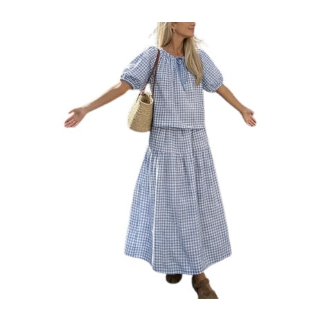 2-Piece Gingham Skirt Set (2 Colors)