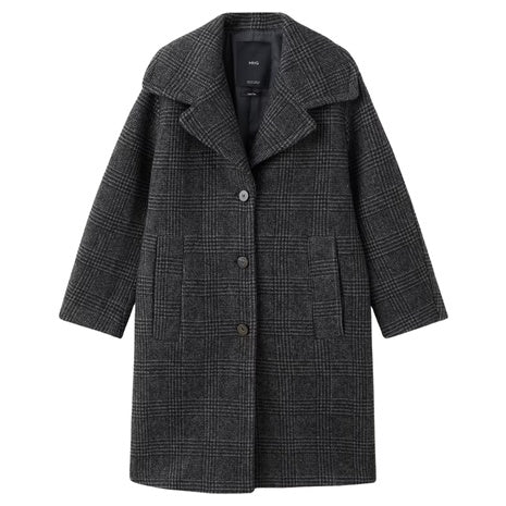 Women's Checked Wool Blend Coat
