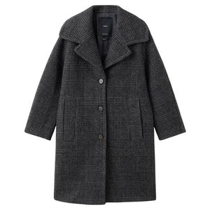 Women's Checked Wool Blend Coat