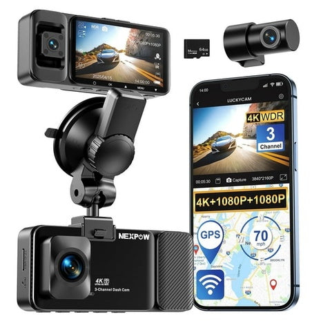 NEXPOW 3-Channel 4K Dash Cam