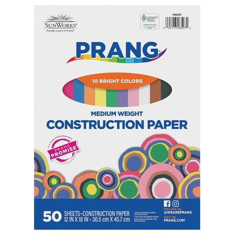 50-Pack Prang 12" X 18" Assorted Construction Paper