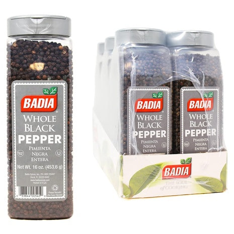 6-Pack Badia Whole Black Pepper (16oz)