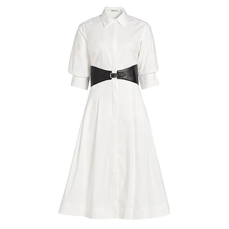 Cotton Blend Midi Shirtdress