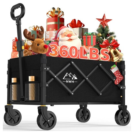 360 lb Capacity Foldable Utility Wagon with All-Terrain Wheels