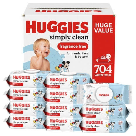 704 Huggies Simply Clean Unscented Baby Diaper Wipes