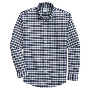 Men's Stretch Cotton Non-Iron Oxford Polo Button Down Collar Checked Shirt