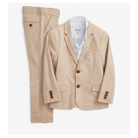 Linen Sand Stretchy Mod Suit