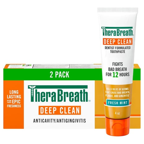 2 TheraBreath Deep Clean Fresh Mint Toothpastes (4oz)