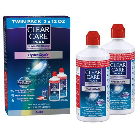 2-Pack Clear Care Plus Cleaning Solution with Lens Case (12 oz)