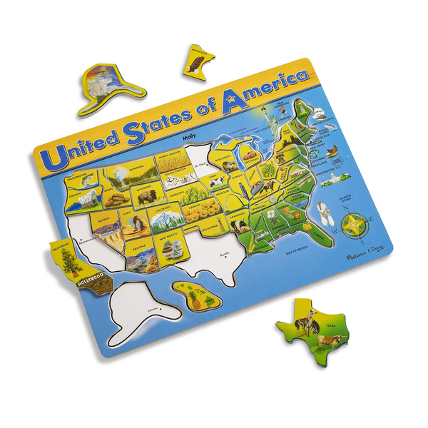 45-Piece Melissa & Doug Wooden USA Map Puzzle