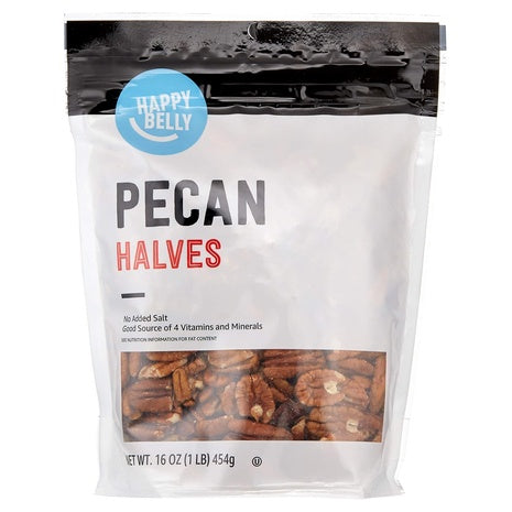Happy Belly Unsalted Pecan Halves (1 Lb)