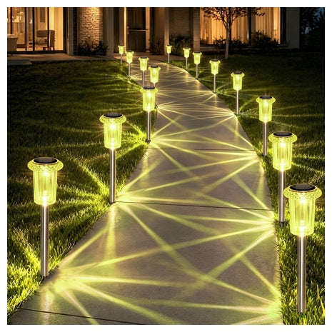10-Pack Eyrosa Waterproof Stainless Steel Solar Outdoor Lights Starburst Pattern
