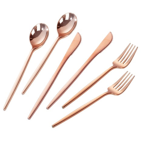 300-Piece Rose Gold Disposable Silverware Set