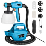 Tilswall 800W HVLP Electric Paint Sprayer W/ 1300ml Container & 3 Nozzles