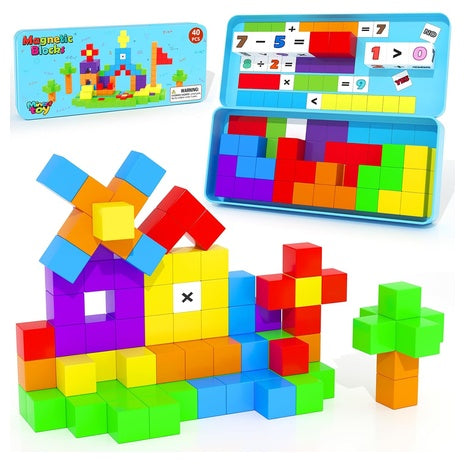40 Magnetic Mini Travel Building Blocks with Case