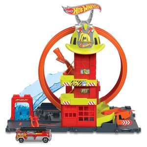 Hot Wheels City Fire Station Track Set with 1 Car