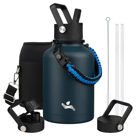 50 oz Insulated Water Bottle with Straw & Carrying Bag
