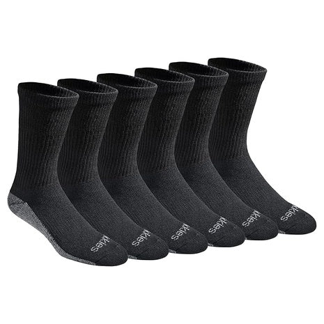 6 Pairs of Dickies Men’s Dri-Tech Crew Socks (2 Colors)