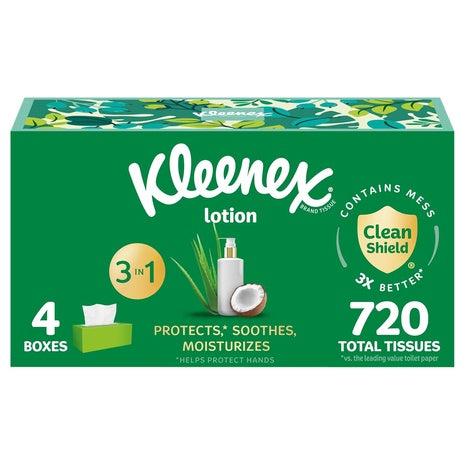 Targeted: 4 Boxes Kleenex Lotion Facial Tissues