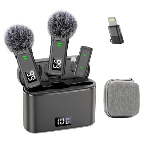 Noise Canceling Wireless Lavalier Mic With Charging Case