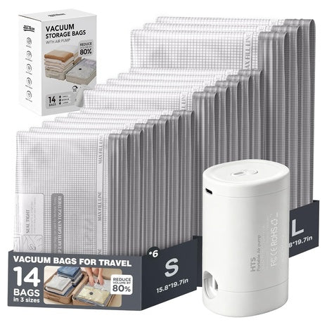 14-Piece Vacuum Seal Bags With Rechargeable Electric Pump