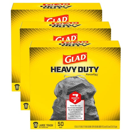 150 Glad ForceFlex 30-Gallon Heavy-Duty Trash Bags