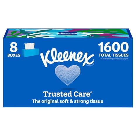 Targeted: 8 Flat Boxes Kleenex Trusted Care Facial Tissues