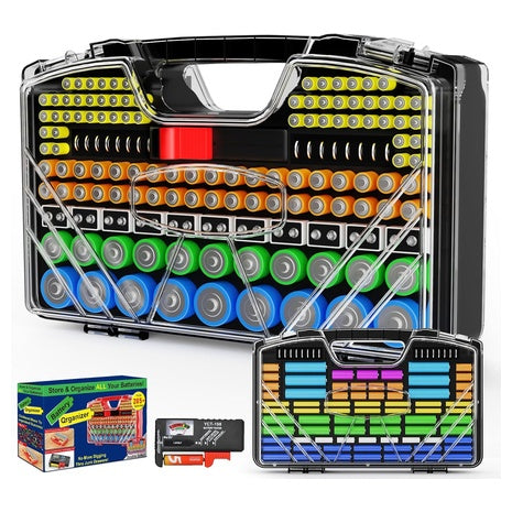 285+ Battery Organizer Storage Case with Tester