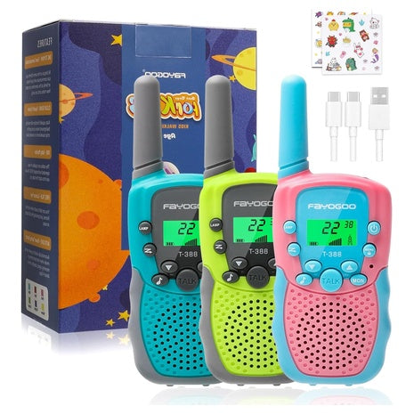 3 Rechargeable Walkie Talkies with Flashlight