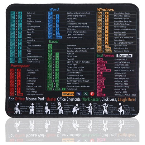 11" x 10" Durable Water Resistant Excel Shortcut Mouse Pad