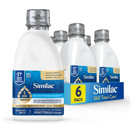 6-Pack Similac 360 Total Care Infant Ready to Feed Formula (OU-D, 32 Oz)