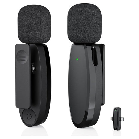 Wireless Clip-On Microphone With AI Noise Cancelling & Dual Receiver
