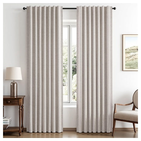 42" X 84" 2 Panels 100% Blackout Linen Textured Curtains