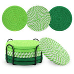 6-Piece Cotton Woven Absorbent Cup Coasters With Holder
