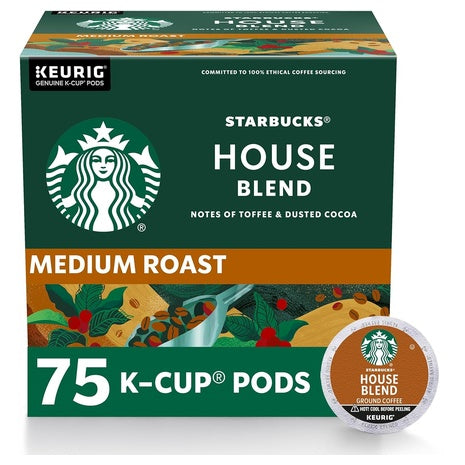 75 Starbucks Medium Roast House Blend K-Cup Pods