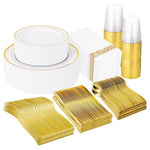 400-Piece Gold Disposable Dinnerware Set