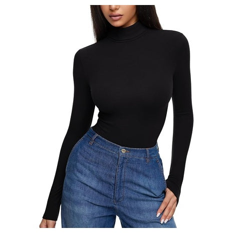 Women's Turtleneck Long Sleeve Tight Bodysuit