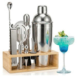 10-Piece Stainless Steel Cocktail Shaker Set with Stand