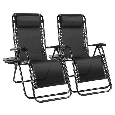 2 Zero Gravity Lounge Chairs with Drink Trays