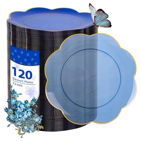 120 Clear Blue Dessert Plates