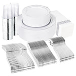 400 Piece Silver Plastic Dinnerware Set