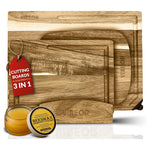 Set Of 3 Acacia Wood Cutting Board Set With Stand