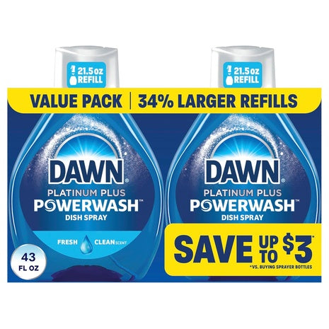 43 Fl oz 2-Pack Dawn Powerwash Liquid Dish Soap Refill