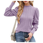 Women's Puff Sleeve Mockneck Knit Top (11 Colors)