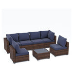 7-Piece JUSKYS Brown Wicker Outdoor Patio Sectional Sofa