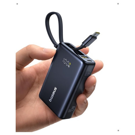 Baseus Picogo 10000mAh 45W 3-Output Portable Charger with Built-in USB-C Cable