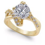 Charter Club Gold Plate Crystal Bypass Ring