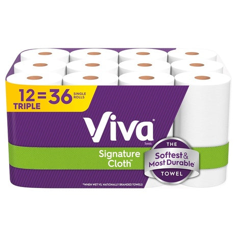 12 Triple Rolls Of Viva Signature Cloth Paper Towels