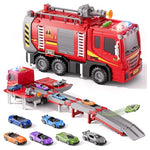 Fire Truck Transport Set with Lights & Sounds