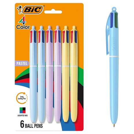 6-Count BIC 4-Color Pastel Barrel Ballpoint Pens